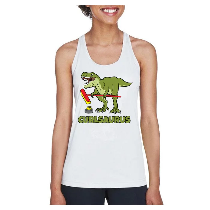 Curlsaurus Curler Dinosaur Sport Women's Racerback Tank