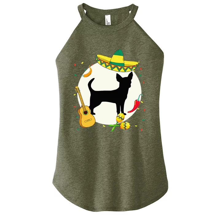 Chihuahua Cinco De Mayo Dog Puppy Lover Mexican Women’s Perfect Tri Rocker Tank