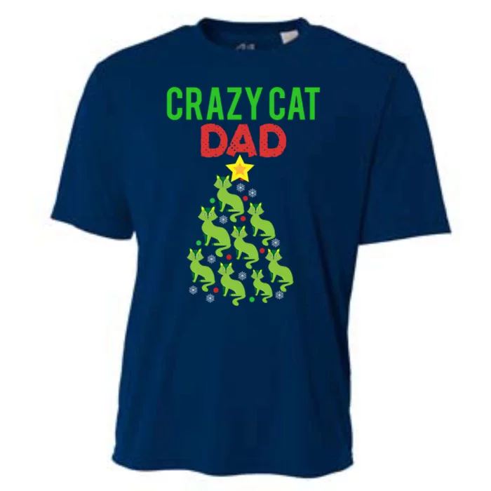 Crazy Cat Dad Christmas Cooling Performance Crew T-Shirt