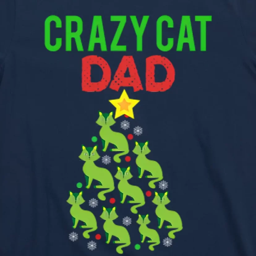 Crazy Cat Dad Christmas T-Shirt