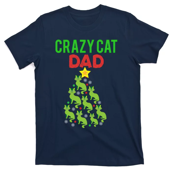 Crazy Cat Dad Christmas T-Shirt