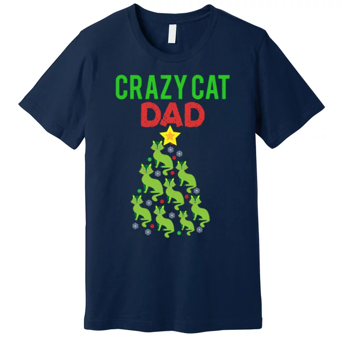 Crazy Cat Dad Christmas Premium T-Shirt