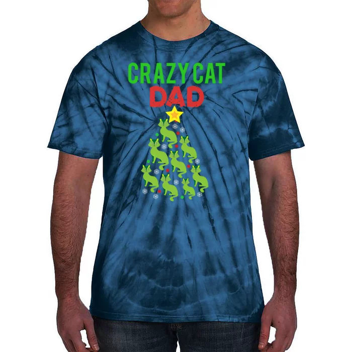 Crazy Cat Dad Christmas Tie-Dye T-Shirt