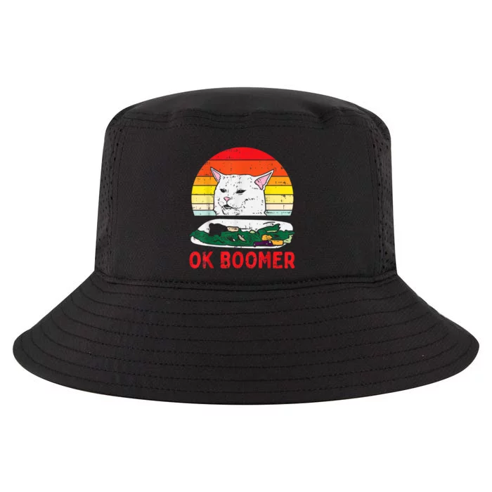 Confused Cat Dinner Table Ok Boomer Funny Meme Lover Gift Cool Comfort Performance Bucket Hat