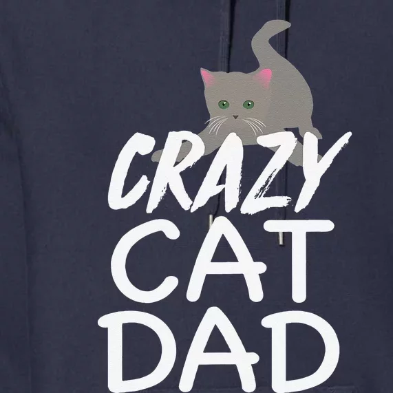 Crazy Cat Dad Funny Fathers Day Kitten Dads Tee Premium Hoodie