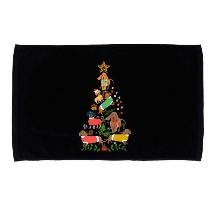 Cute Christmas Dachshund Tree Clothes Dog Lover Holiday Gift Microfiber Hand Towel