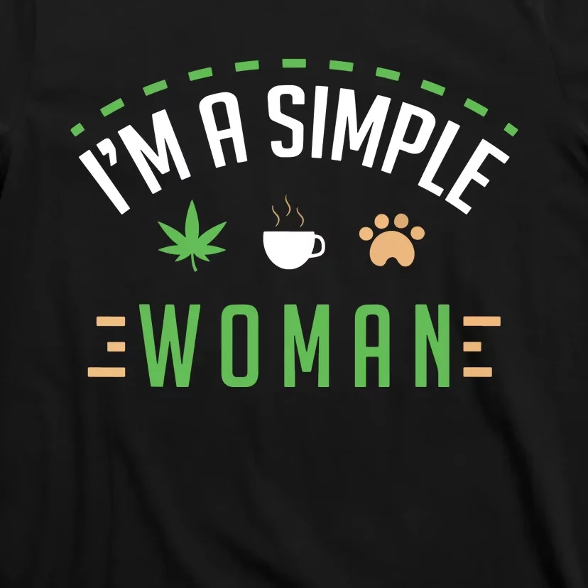 Cannabis Coffee Dogs Simple Woman Weed Pet Cute Stoner Gift T-Shirt