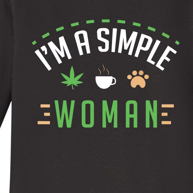 Cannabis Coffee Dogs Simple Woman Weed Pet Cute Stoner Gift Baby Long Sleeve Bodysuit