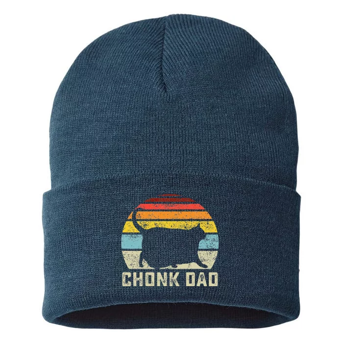 Chonk Cat Dad Scale Meme Funny Retro Style Daddy Cats Memes Sustainable Knit Beanie