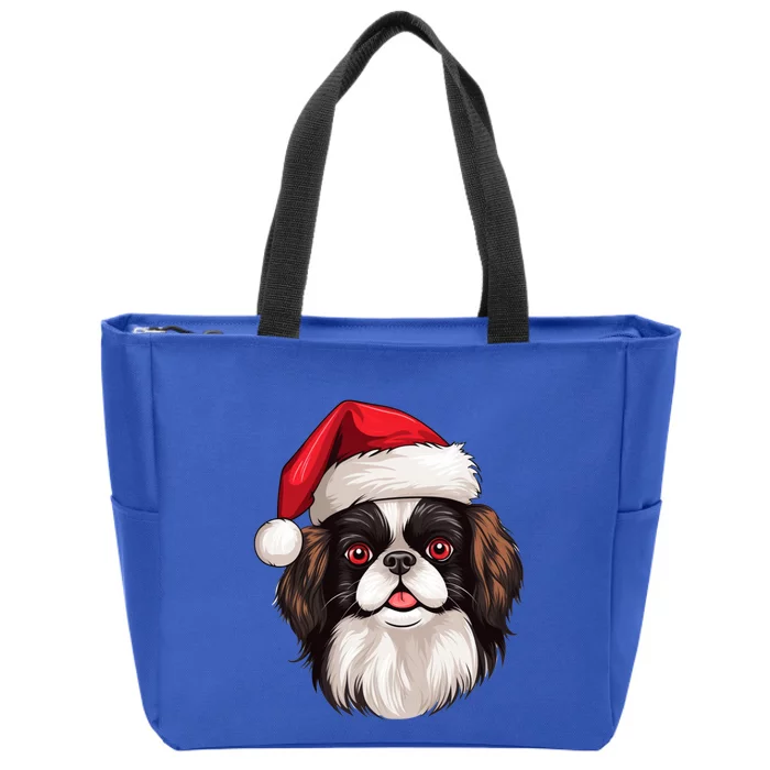 Christmas Chihuahua Dog Santa Hat Funny Xmas Great Gift Zip Tote Bag