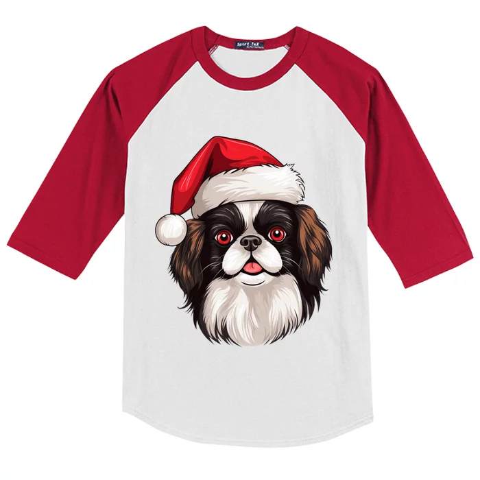 Christmas Chihuahua Dog Santa Hat Funny Xmas Great Gift Kids Colorblock Raglan Jersey