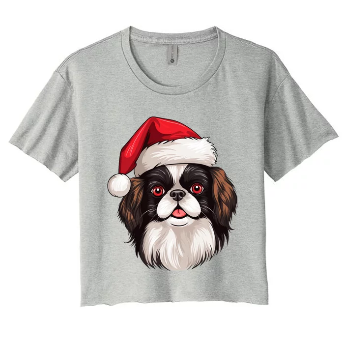 Christmas Chihuahua Dog Santa Hat Funny Xmas Great Gift Women's Crop Top Tee