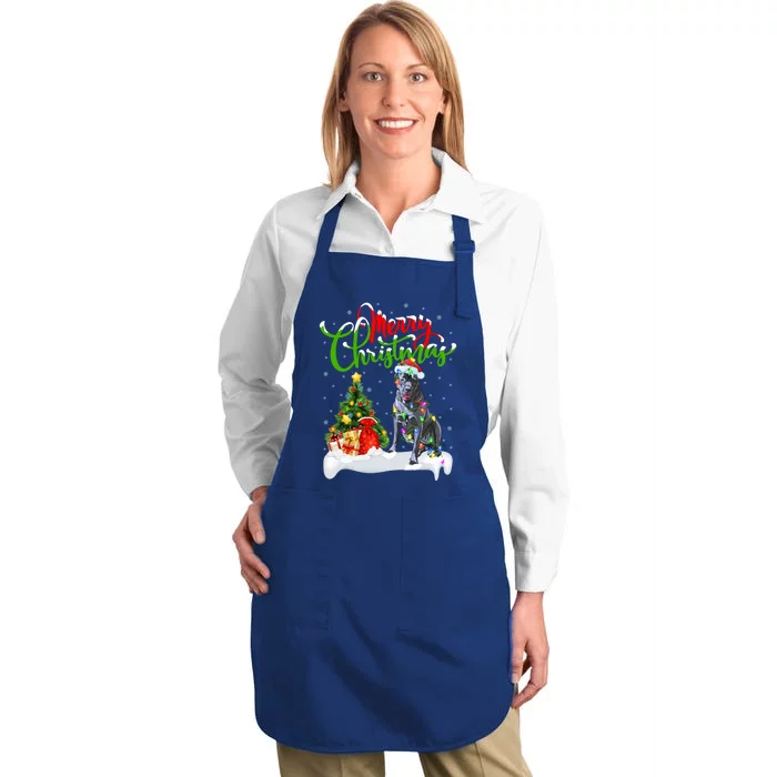 Cane Corso Dog Lover Xmas Lighting Cane Corso Christmas Gift Full-Length Apron With Pocket