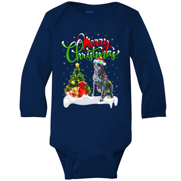 Cane Corso Dog Lover Xmas Lighting Cane Corso Christmas Gift Baby Long Sleeve Bodysuit