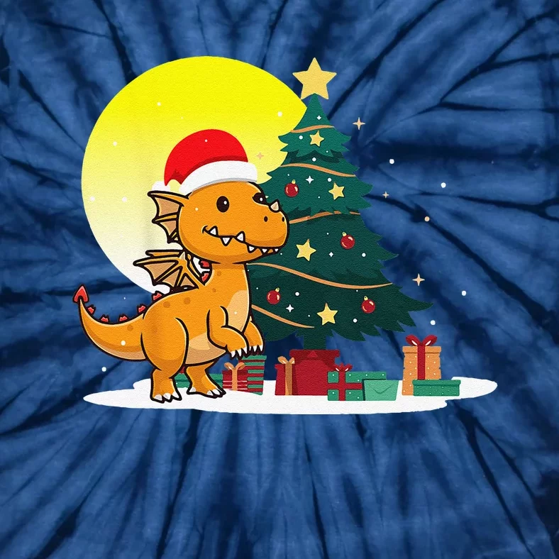 Christmas Cute Dragon Santa Hat Tie-Dye T-Shirt