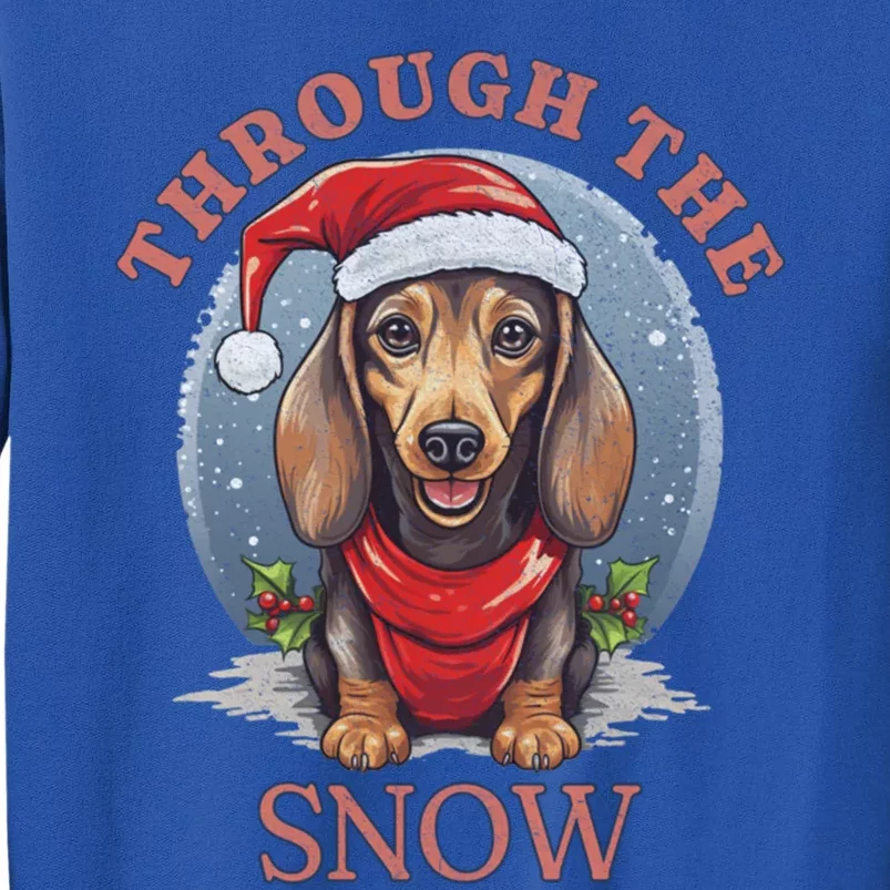 Cute Christmas Dachshund Dog Through The Snow Xmas Holiday Gift Tall Sweatshirt