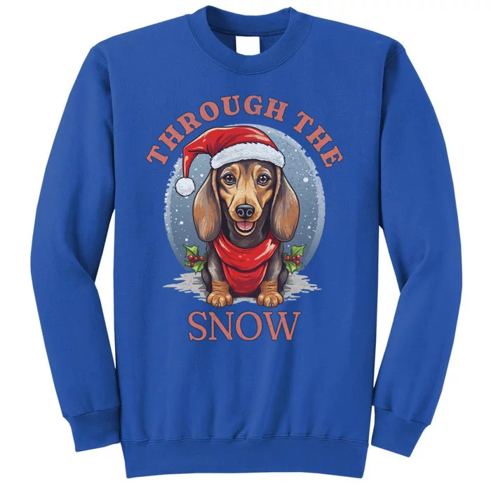 Cute Christmas Dachshund Dog Through The Snow Xmas Holiday Gift Tall Sweatshirt