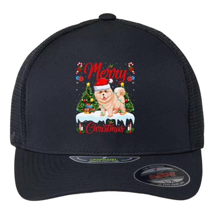 Chow Chow Dog Merry Christmas Tree Lighting Chow Chow Xmas Flexfit Unipanel Trucker Cap