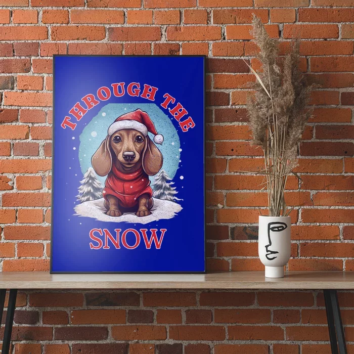 Cute Christmas Dachshund Dog Through The Snow Xmas Holiday Gift Poster