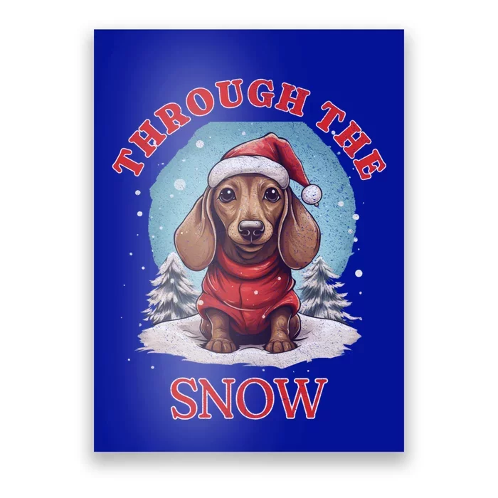 Cute Christmas Dachshund Dog Through The Snow Xmas Holiday Gift Poster