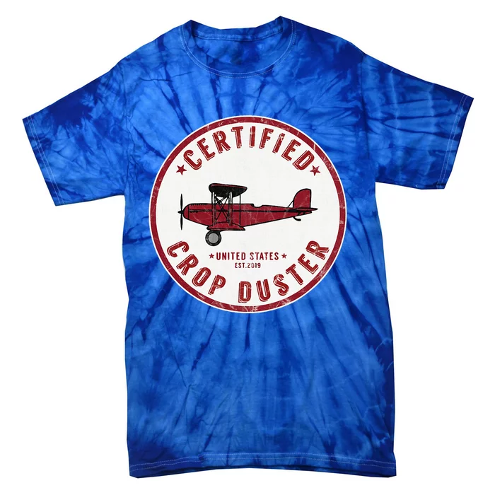 Certified Crop Duster Planes And Aerial Tie-Dye T-Shirt