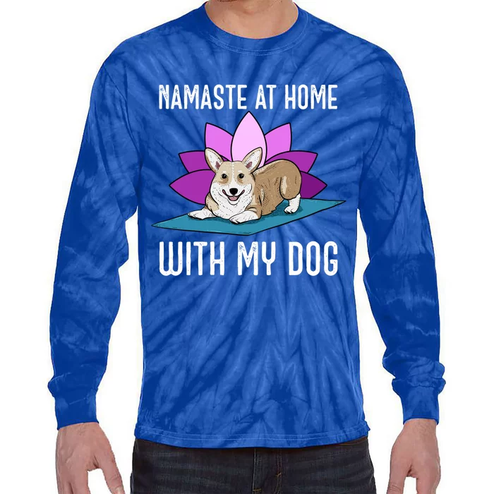 Cute Corgi Doing Yoga Namaste At Home With My Dog Meaningful Gift Tie-Dye Long Sleeve Shirt