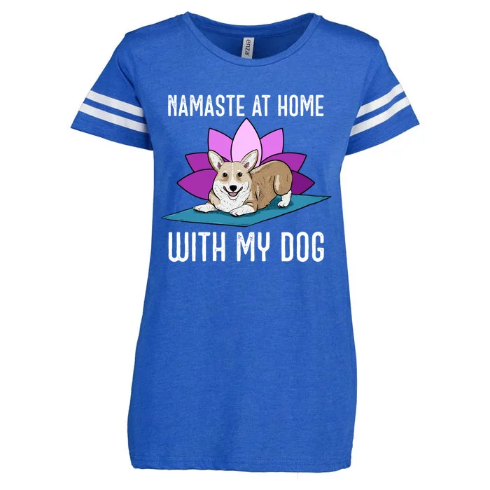 Cute Corgi Doing Yoga Namaste At Home With My Dog Meaningful Gift Enza Ladies Jersey Football T-Shirt