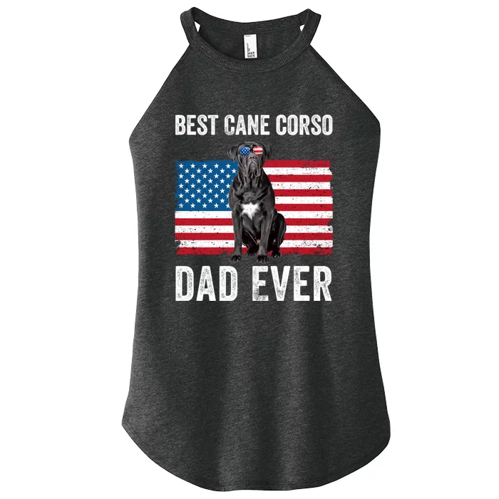 Cane Corso Dad USA American Flag Cane Corso Dog Lover Owner Women’s Perfect Tri Rocker Tank