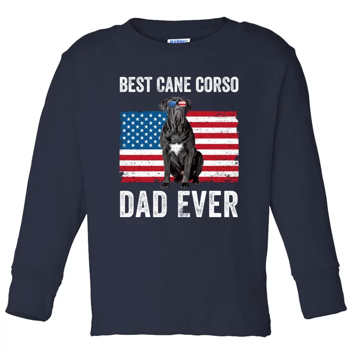 Cane Corso Dad USA American Flag Cane Corso Dog Lover Owner Toddler Long Sleeve Shirt