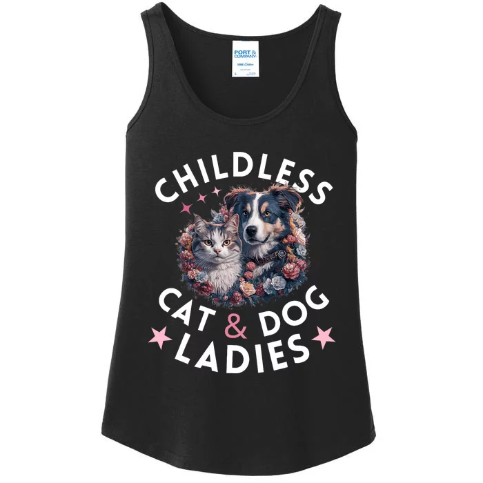 Childless Cat & Dog Ladies Voting For Kamala President 2024 Ladies Essential Tank