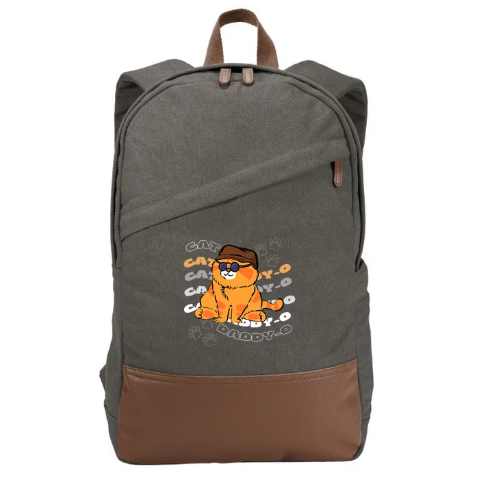 Cool Cat Daddy Groovy Cat Daddy O Chubby Cat Dad Gift Cotton Canvas Backpack