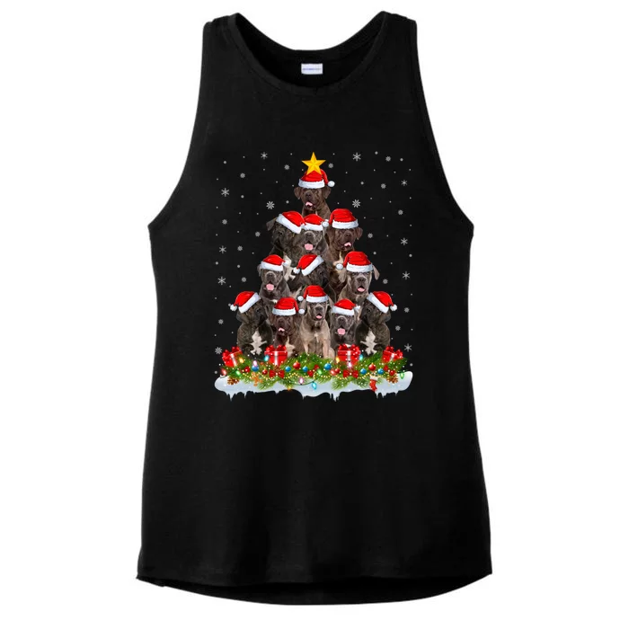 Cane Corso Dog Lover Xmas Tree Santa Christmas Cane Corso Gift Ladies Tri-Blend Wicking Tank