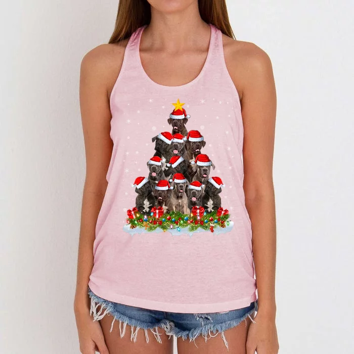 Cane Corso Dog Lover Xmas Tree Santa Christmas Cane Corso Gift Women's Knotted Racerback Tank