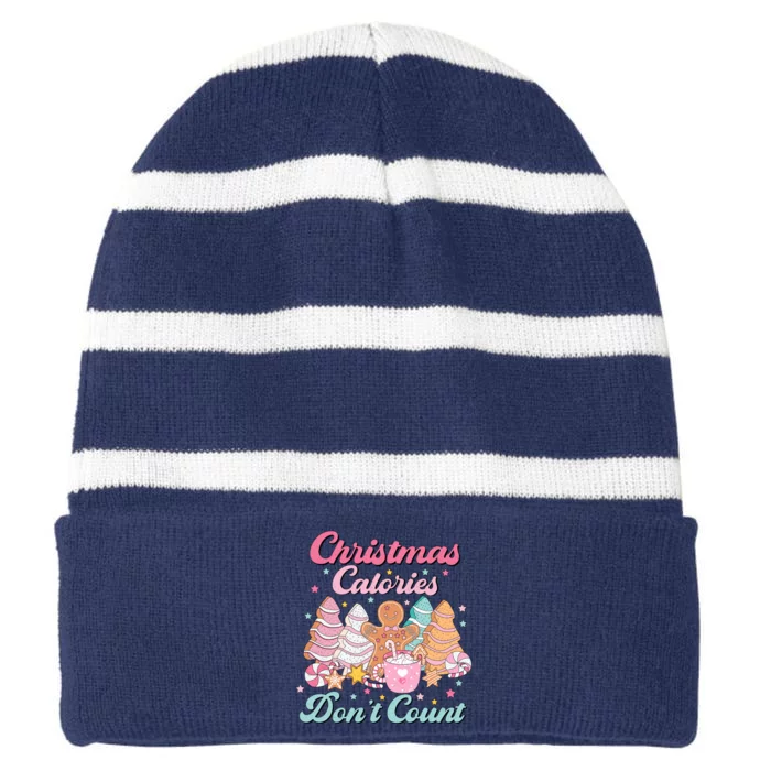 Christmas Calories Dont Count Funny Holiday Striped Beanie with Solid Band