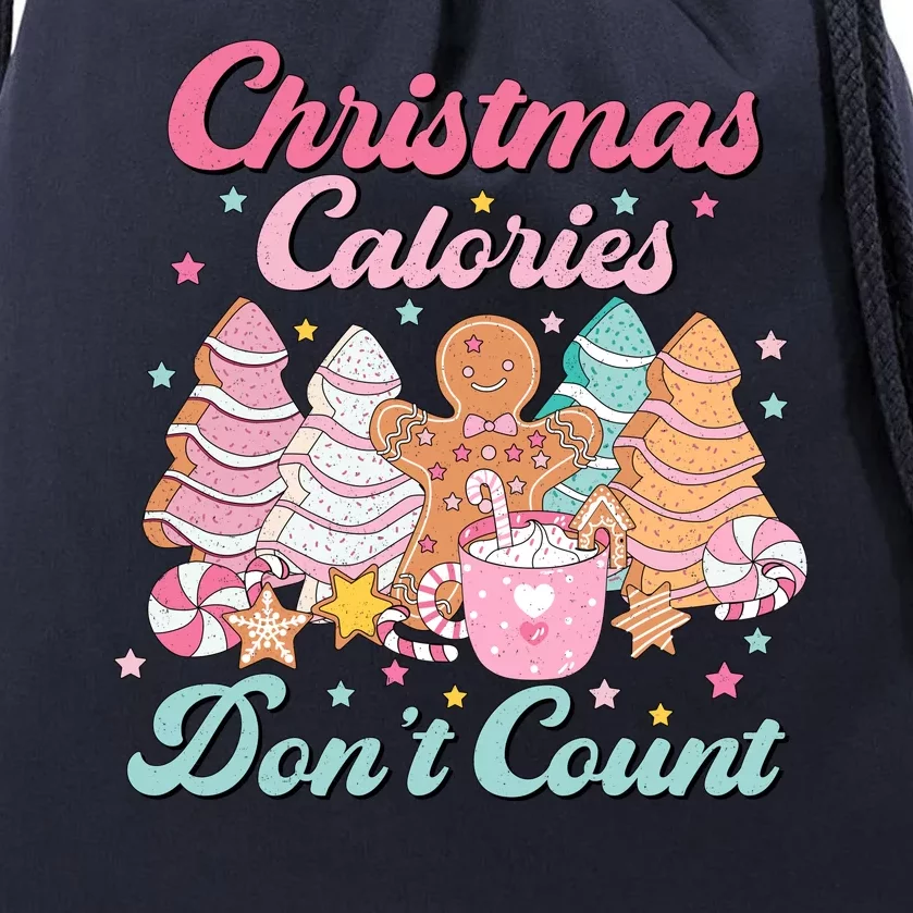 Christmas Calories Dont Count Funny Holiday Drawstring Bag