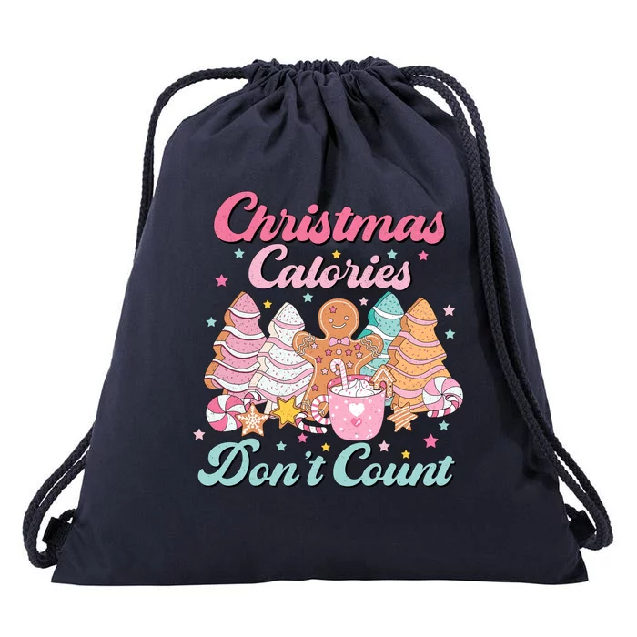 Christmas Calories Dont Count Funny Holiday Drawstring Bag