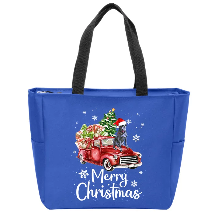 Cane Corso Dog Riding Red Truck Christmas Tree Xmas Dog Funny Gift Zip Tote Bag