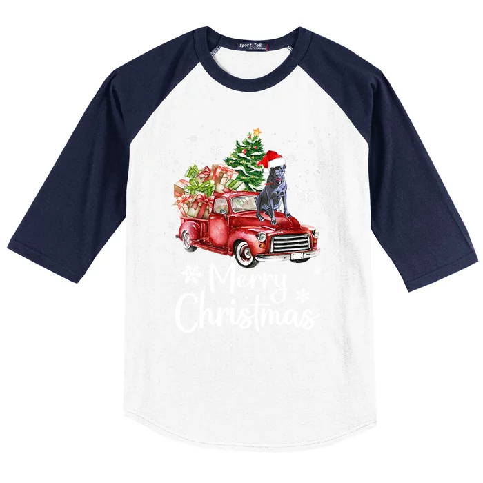 Cane Corso Dog Riding Red Truck Christmas Tree Xmas Dog Funny Gift Baseball Sleeve Shirt