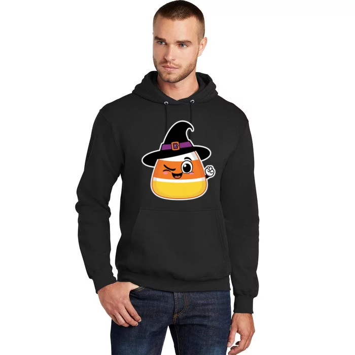 Candy Corn Emoticon Winky Face Witch Funny Halloween Tall Hoodie