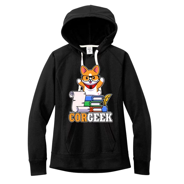 CORGEEK Cute Educated Corgi Women's Fleece Hoodie