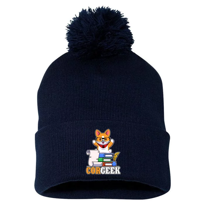 CORGEEK Cute Educated Corgi Pom Pom 12in Knit Beanie