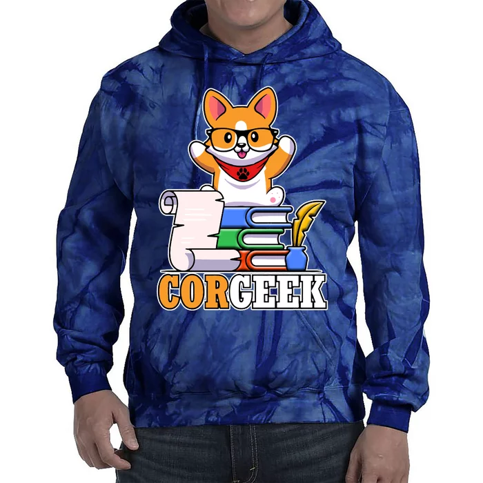 CORGEEK Cute Educated Corgi Tie Dye Hoodie