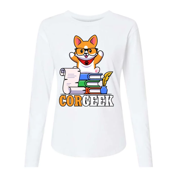 CORGEEK Cute Educated Corgi Womens Cotton Relaxed Long Sleeve T-Shirt