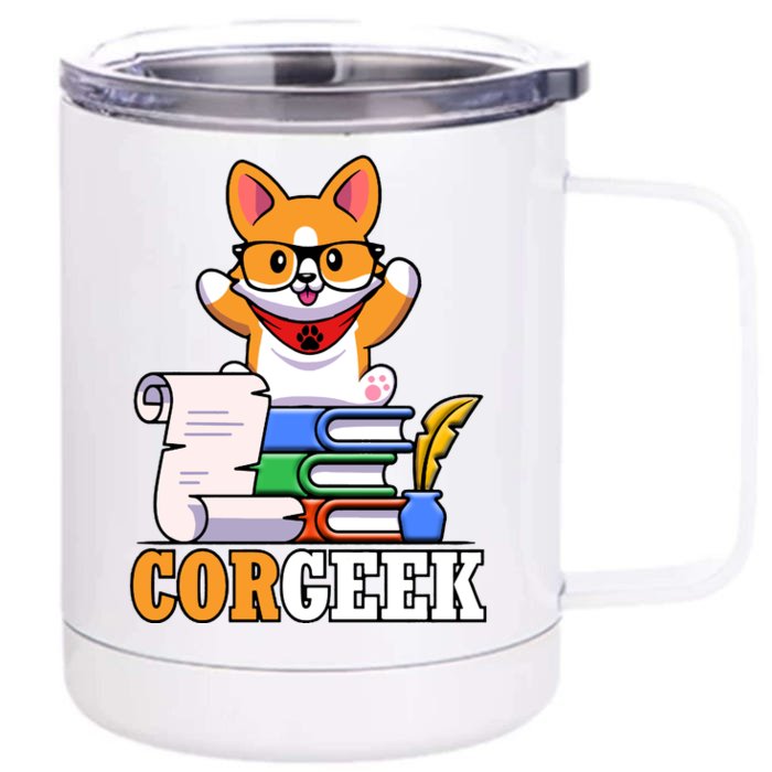 CORGEEK Cute Educated Corgi Front & Back 12oz Stainless Steel Tumbler Cup