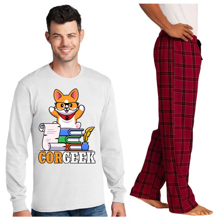 CORGEEK Cute Educated Corgi Long Sleeve Pajama Set