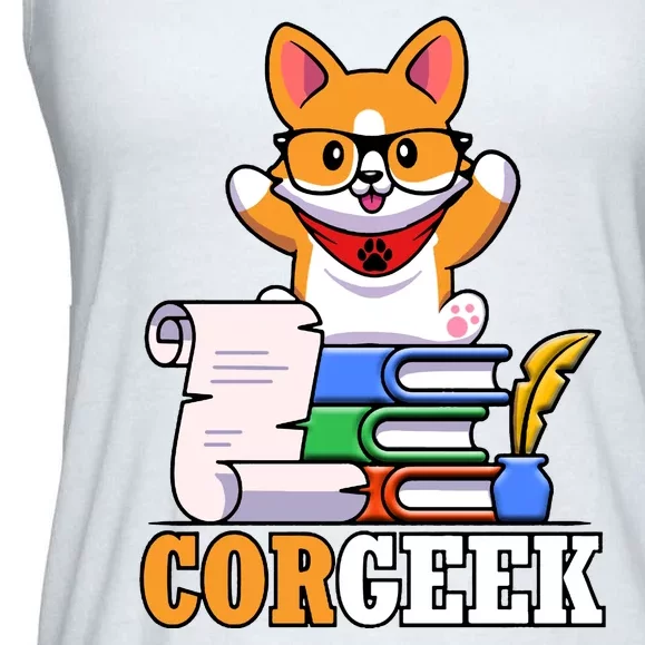 CORGEEK Cute Educated Corgi Ladies Essential Flowy Tank