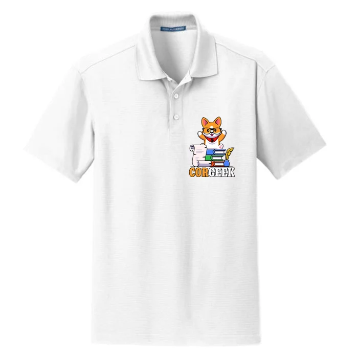 CORGEEK Cute Educated Corgi Dry Zone Grid Performance Polo