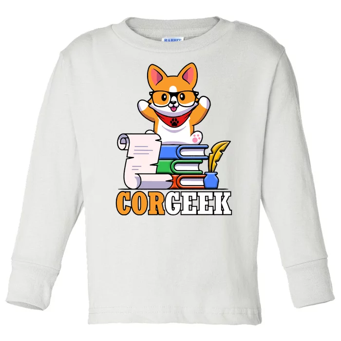 CORGEEK Cute Educated Corgi Toddler Long Sleeve Shirt