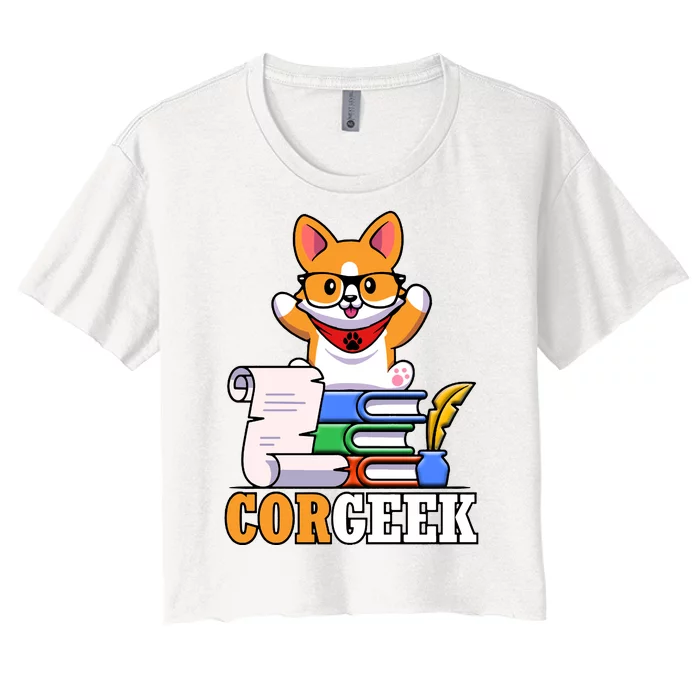 CORGEEK Cute Educated Corgi Women's Crop Top Tee