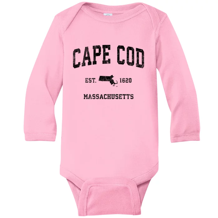 Cape Cod Est 1620 Massachusetts Ma Vintage Established Sports Design Baby Long Sleeve Bodysuit